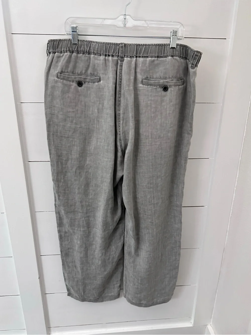 Tommy Bahama Relax XL grey 100% linen sip elastic waist loose fit coastal pant